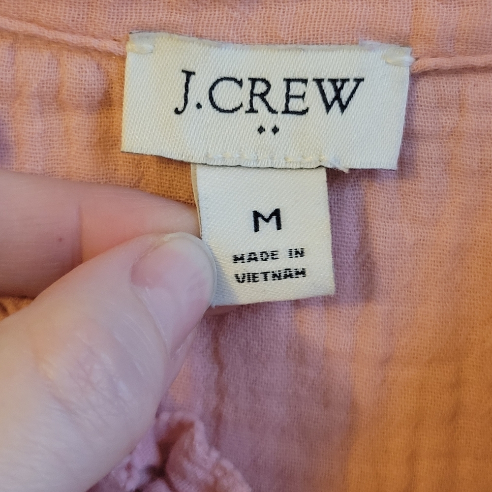 J.Crew Pink Gauze Smocked Ruffleneck Top, M - Picture 4 of 5
